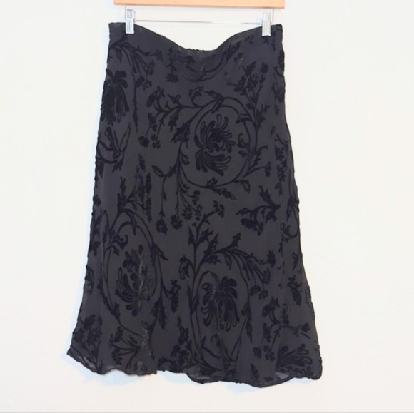 Venezia Dresses & Skirts - Whimsigoth Dark Fairy Grunge Black Velvet Burnout Witchy Goth Silk Sheer Skirt